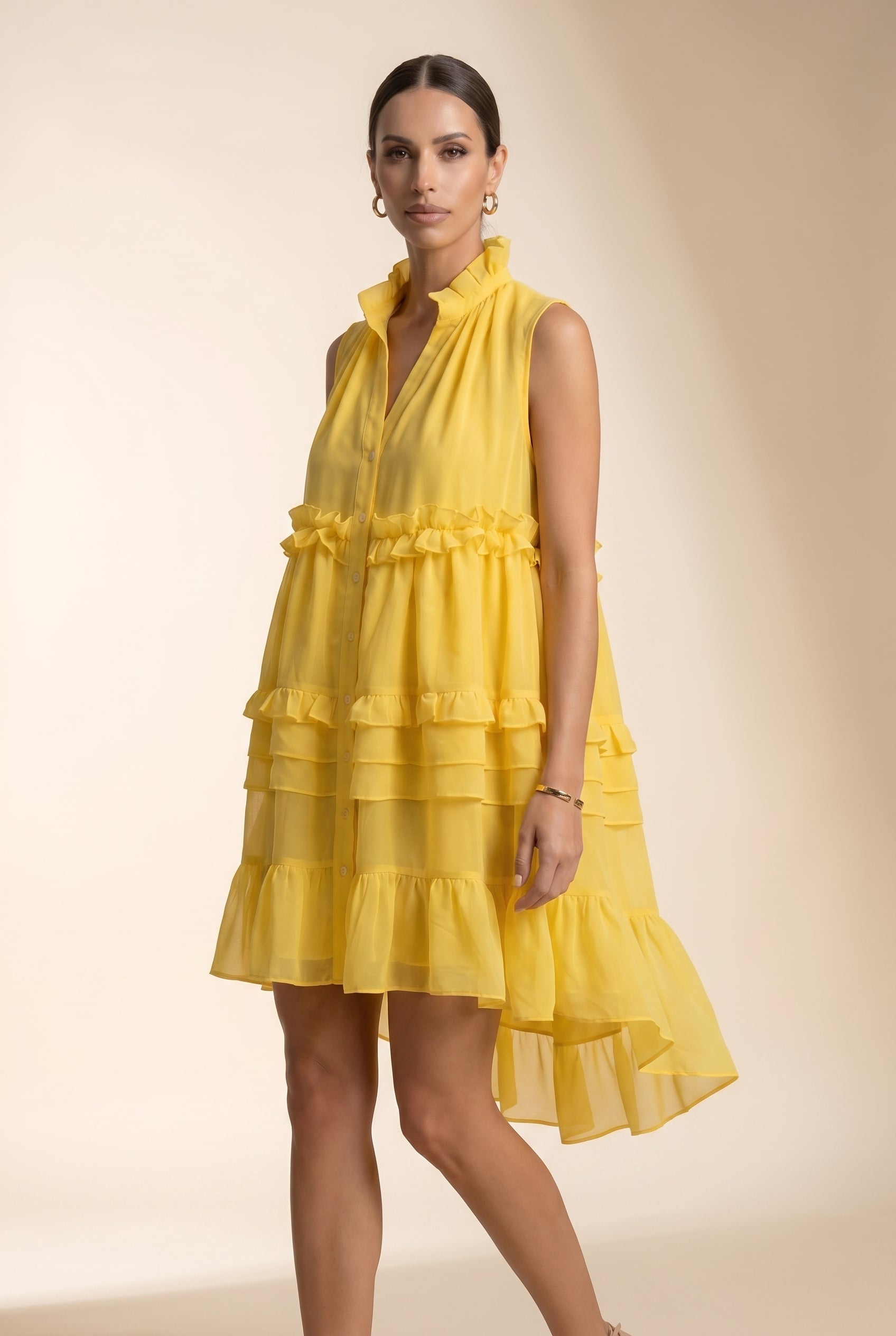 Women's Mini Dress V Neck Peplum Style Polyester - 3