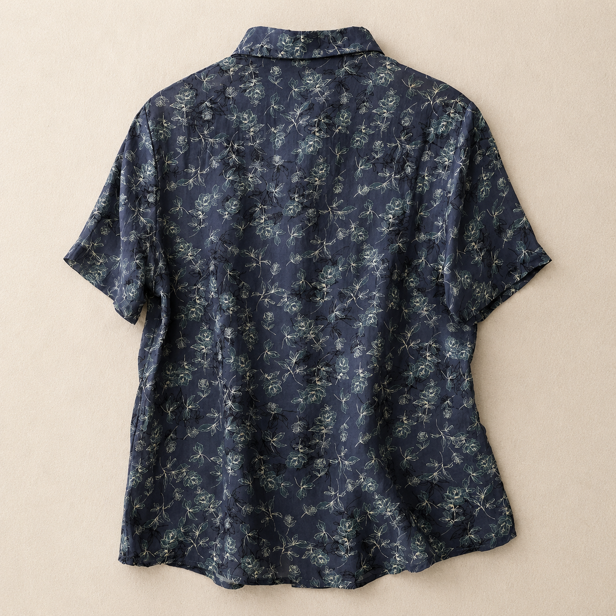 Women's Floral Print Cotton Linen Button-Up Blouse in Floral Print – fabric close-up view | Hensley London