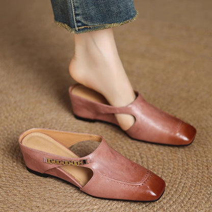 Women's Leather Slip-On Mules – product view | Hensley London