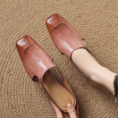 Women's Leather Slip-On Mules – product view | Hensley London
