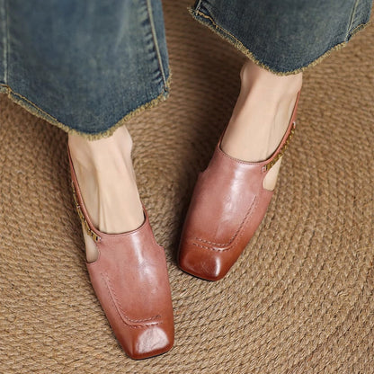 Women's Leather Slip-On Mules – product view | Hensley London