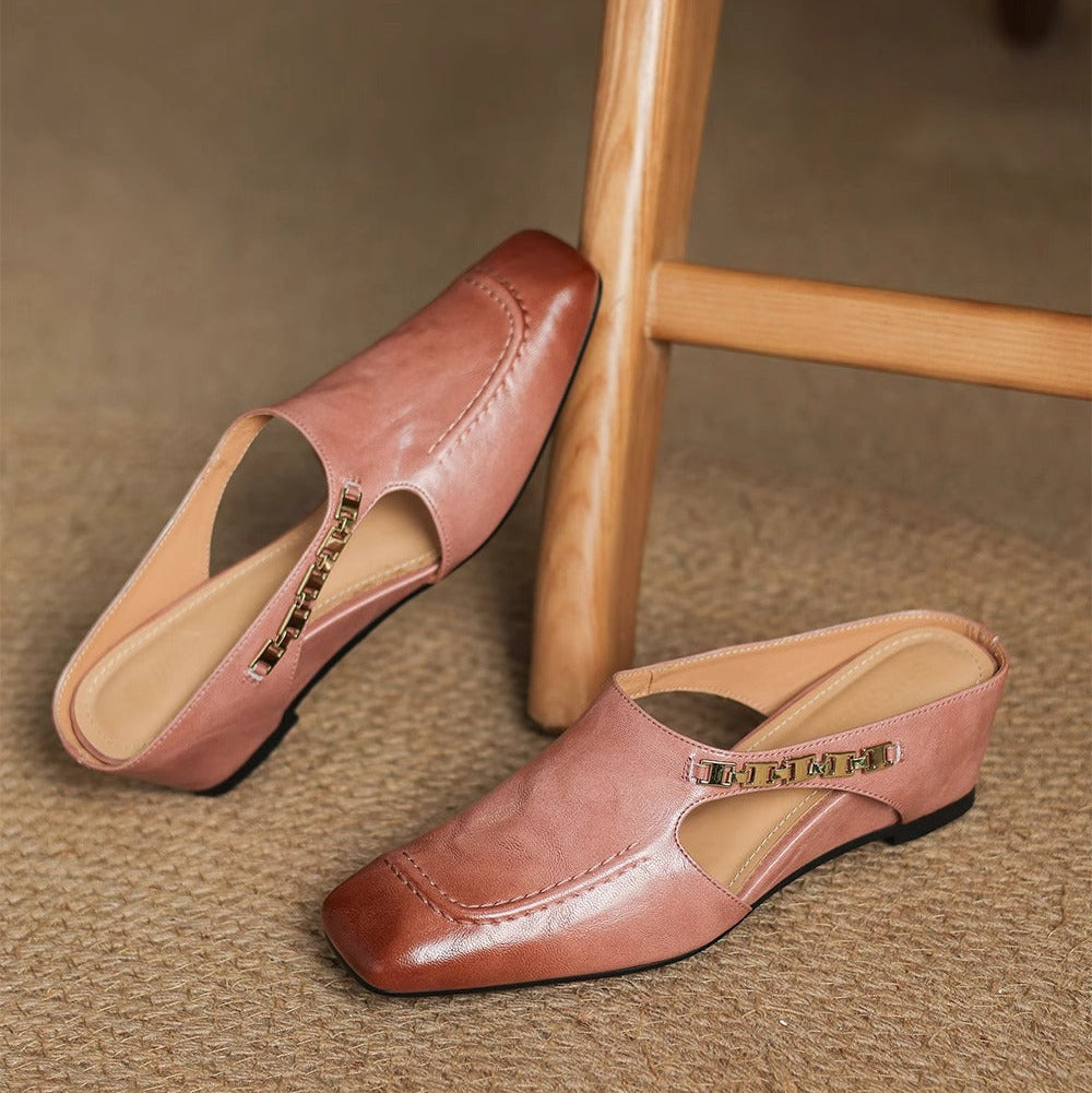 Women's Leather Slip-On Mules – product view | Hensley London