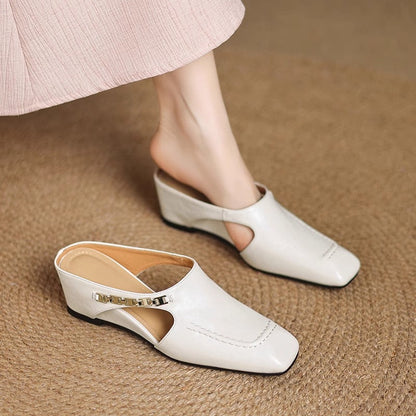 Women's Leather Slip-On Mules – product view | Hensley London