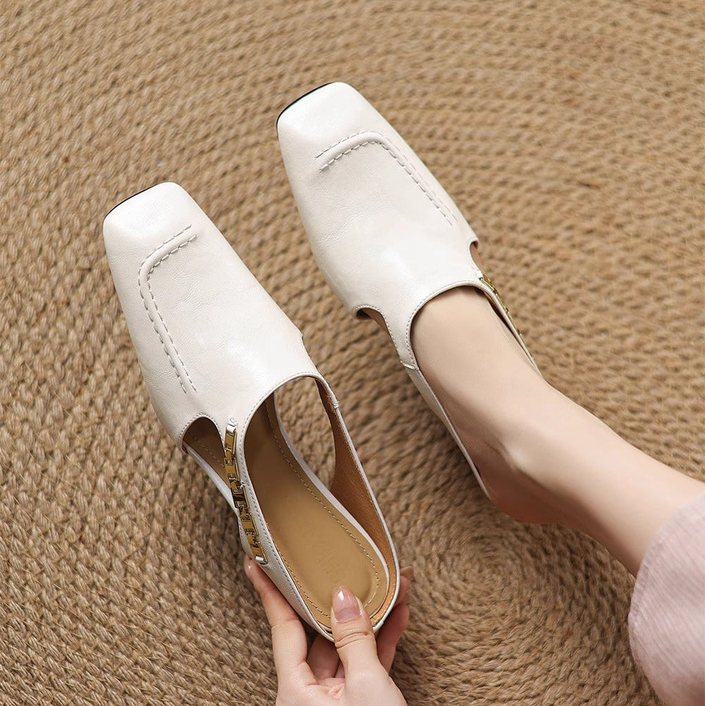 Women's Leather Slip-On Mules – product view | Hensley London