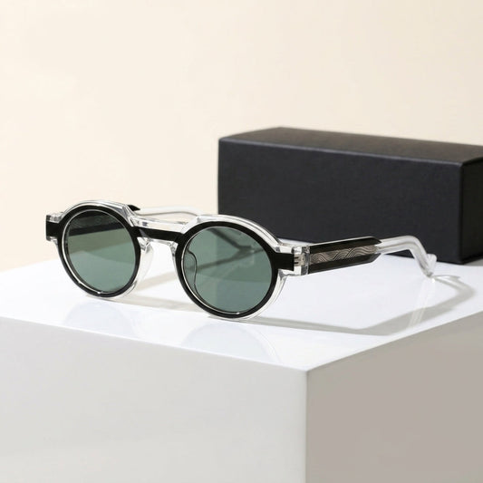 Women's Chunky Round Acetate Sunglasses – front view | Hensley London