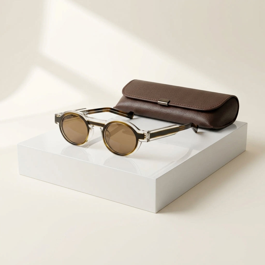 Women's Chunky Round Acetate Sunglasses – side view | Hensley London