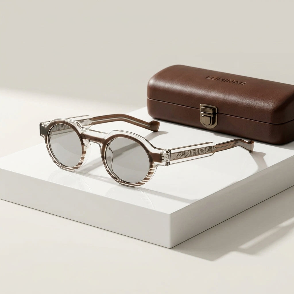 Women's Chunky Round Acetate Sunglasses – detail view | Hensley London