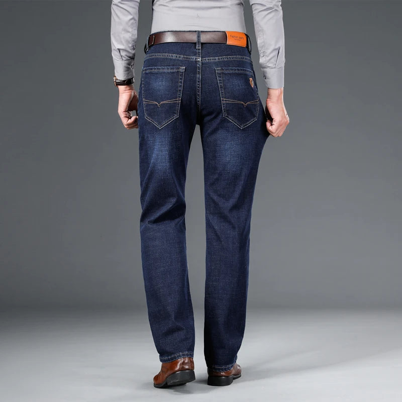 Men's Stretch Cotton Straight-Leg Jeans - detail view | Hensley London