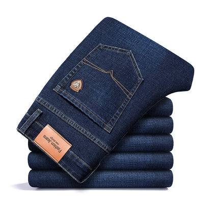 Men's Stretch Cotton Straight-Leg Jeans - detail view | Hensley London