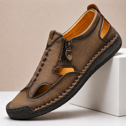 Men's Leather Closed-Toe Fisherman Sandals – product view | Hensley London