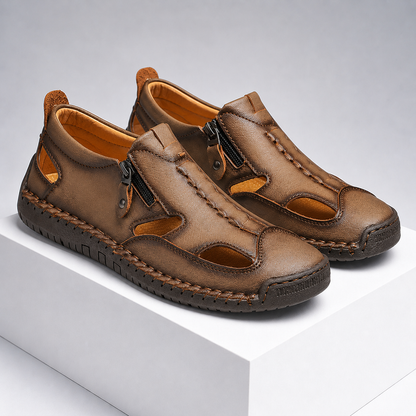 Men's Leather Closed-Toe Fisherman Sandals – product view | Hensley London