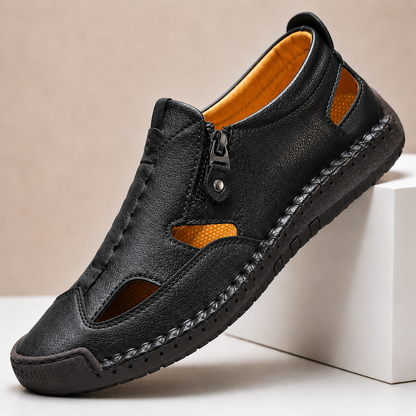 Men's Leather Closed-Toe Fisherman Sandals – product view | Hensley London