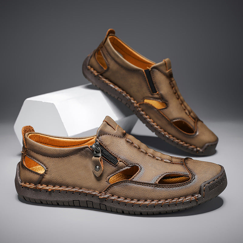 Men's Leather Closed-Toe Fisherman Sandals – product view | Hensley London