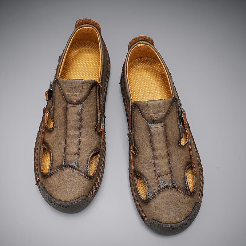 Men's Leather Closed-Toe Fisherman Sandals – product view | Hensley London