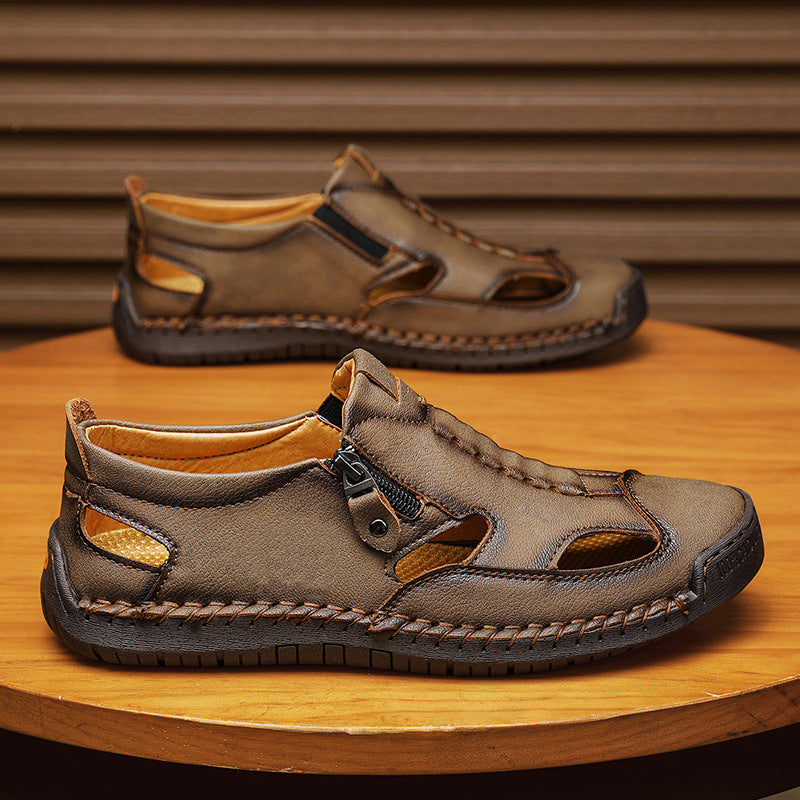 Men's Leather Closed-Toe Fisherman Sandals – product view | Hensley London