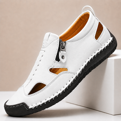 Men's Leather Closed-Toe Fisherman Sandals – product view | Hensley London