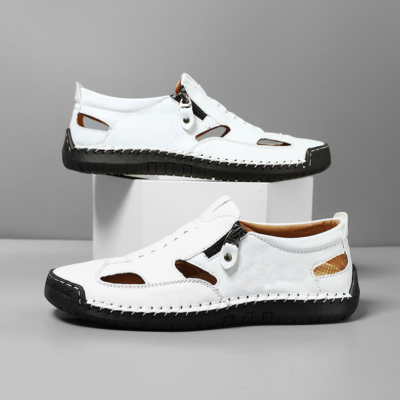Men's Leather Closed-Toe Fisherman Sandals – product view | Hensley London