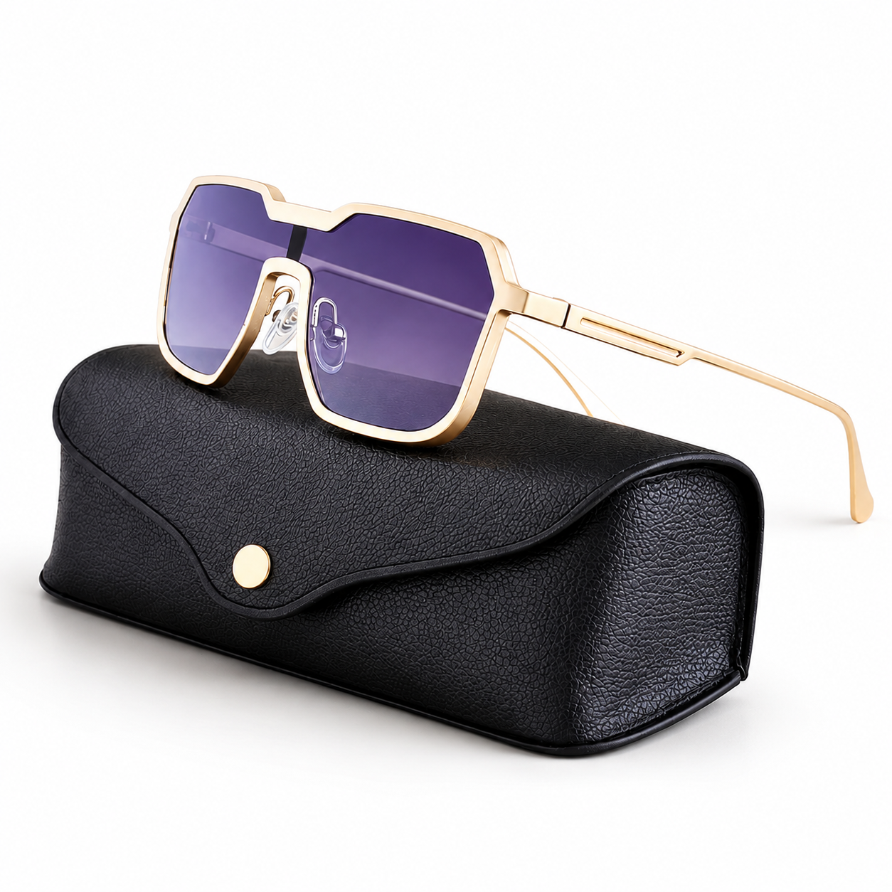 Women's Metal Oversized Square Sunglasses – angled front view | Hensley London