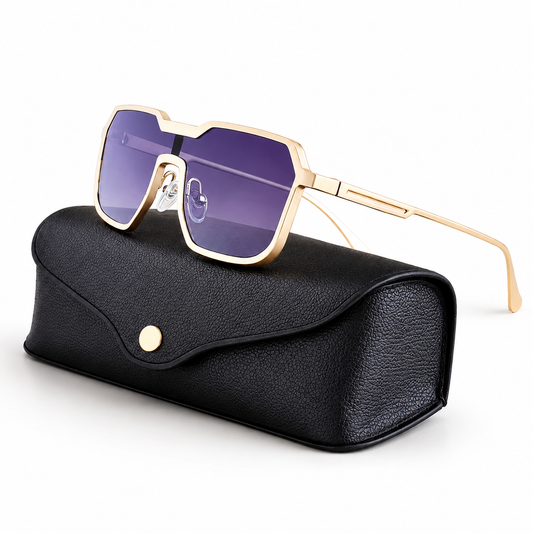 Women's Metal Oversized Square Sunglasses – angled front view | Hensley London