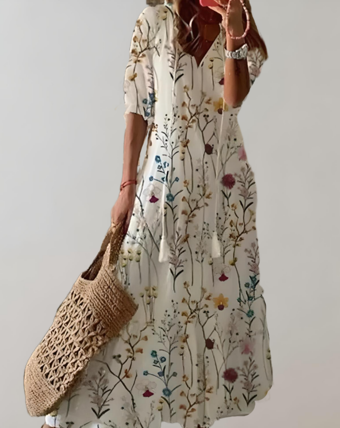 Women's Maxi Dress Blue Polyester-4