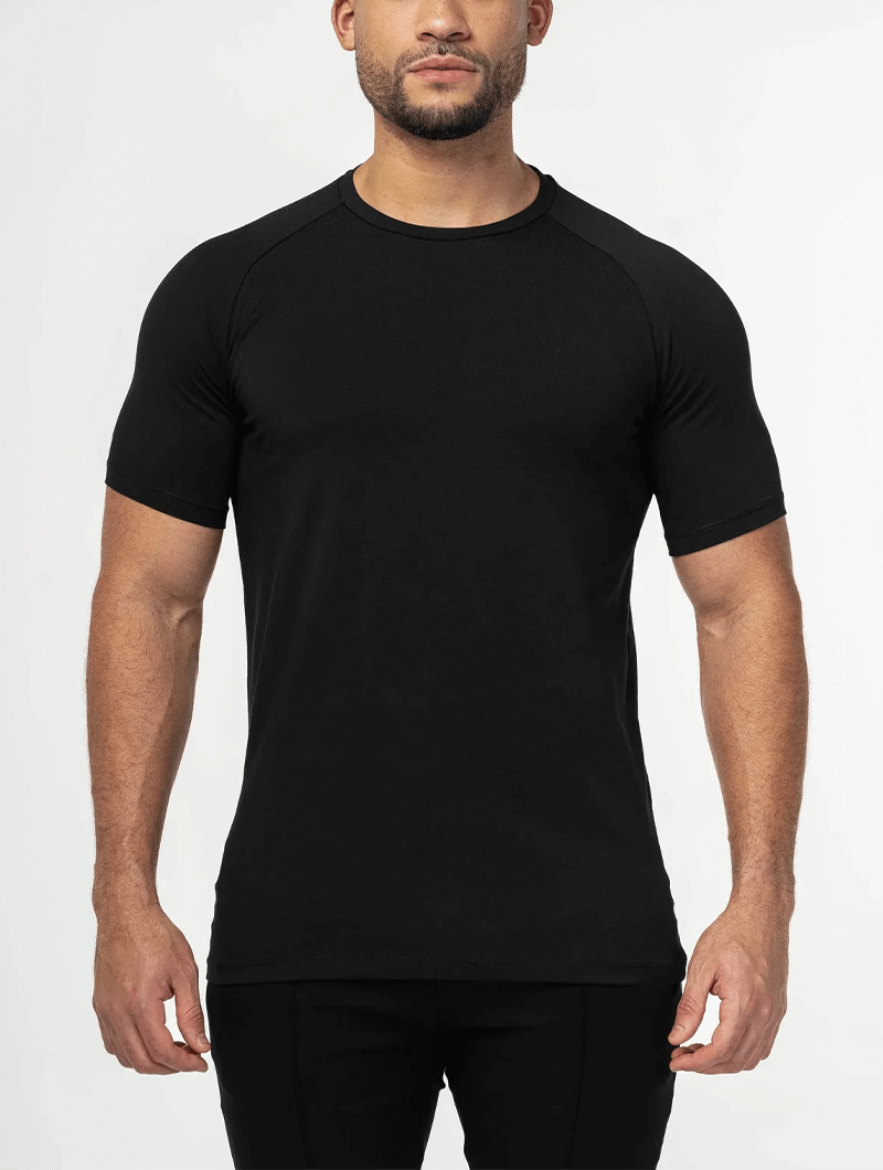 Men's Cotton Stretch Crew Neck T-Shirt 5-Pack in Assorted Colours – side view | Hensley London