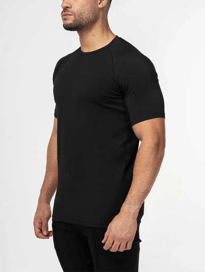 Men's Cotton Stretch Crew Neck T-Shirt 5-Pack in Assorted Colours – back view | Hensley London