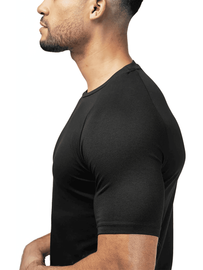 Men's Cotton Stretch Crew Neck T-Shirt 5-Pack in Assorted Colours – styled view | Hensley London