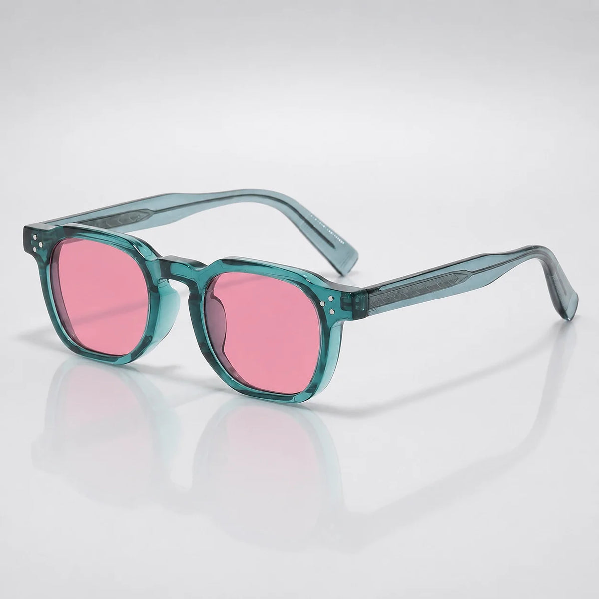 Unisex Rounded Full-Frame Sunglasses in Turquoise – product view | Hensley London