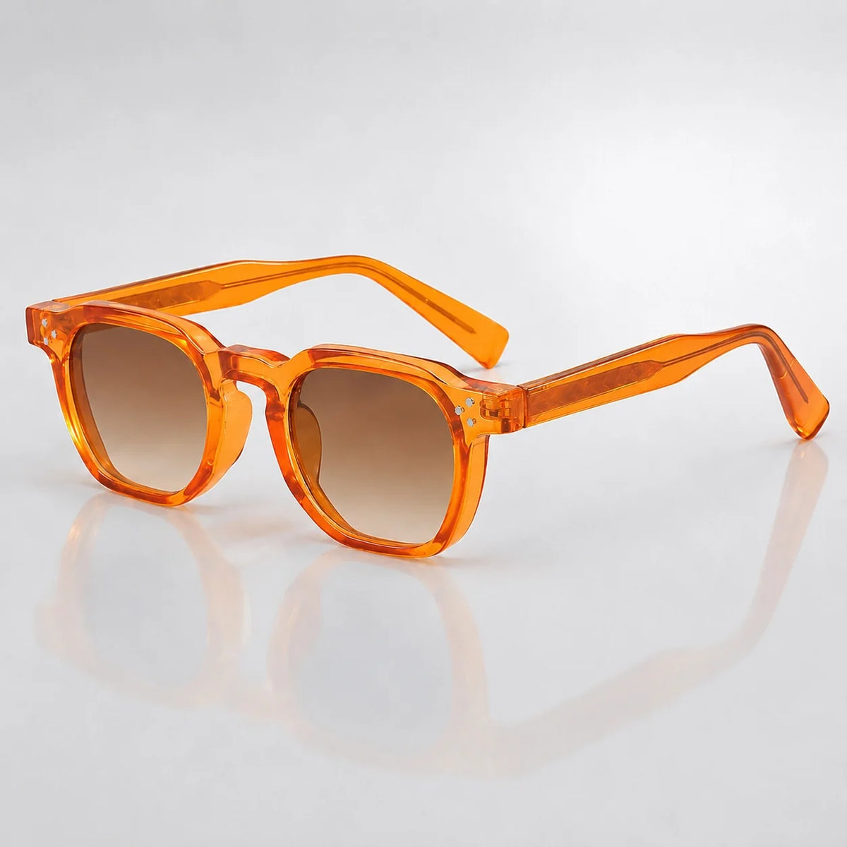 Unisex Rounded Full-Frame Sunglasses in Orange & Amber – product view | Hensley London