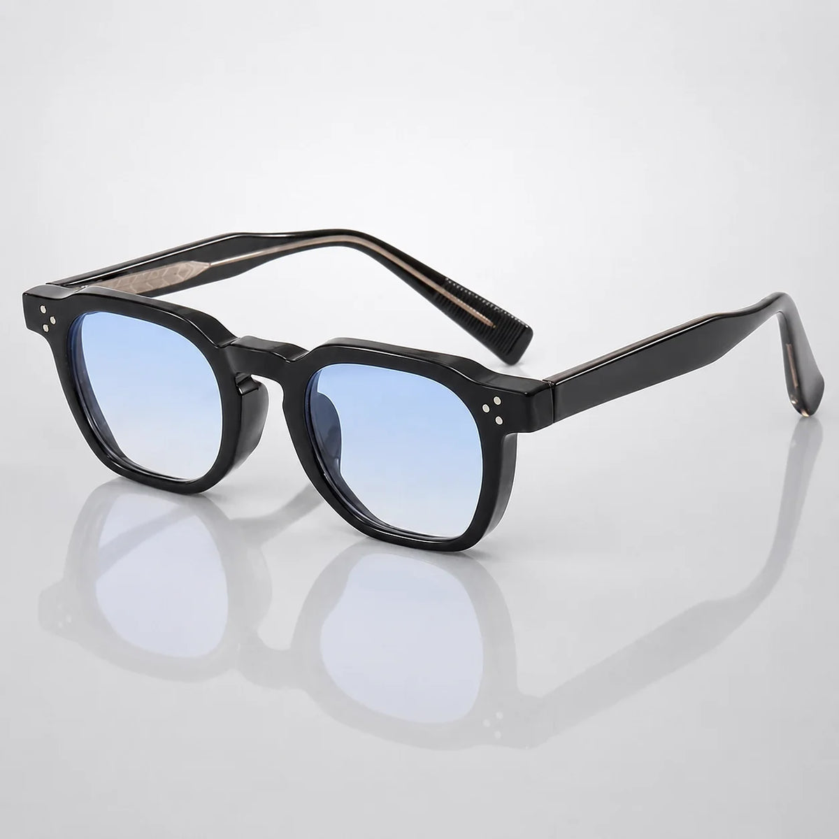 Unisex Rounded Full-Frame Sunglasses in Black – product view | Hensley London