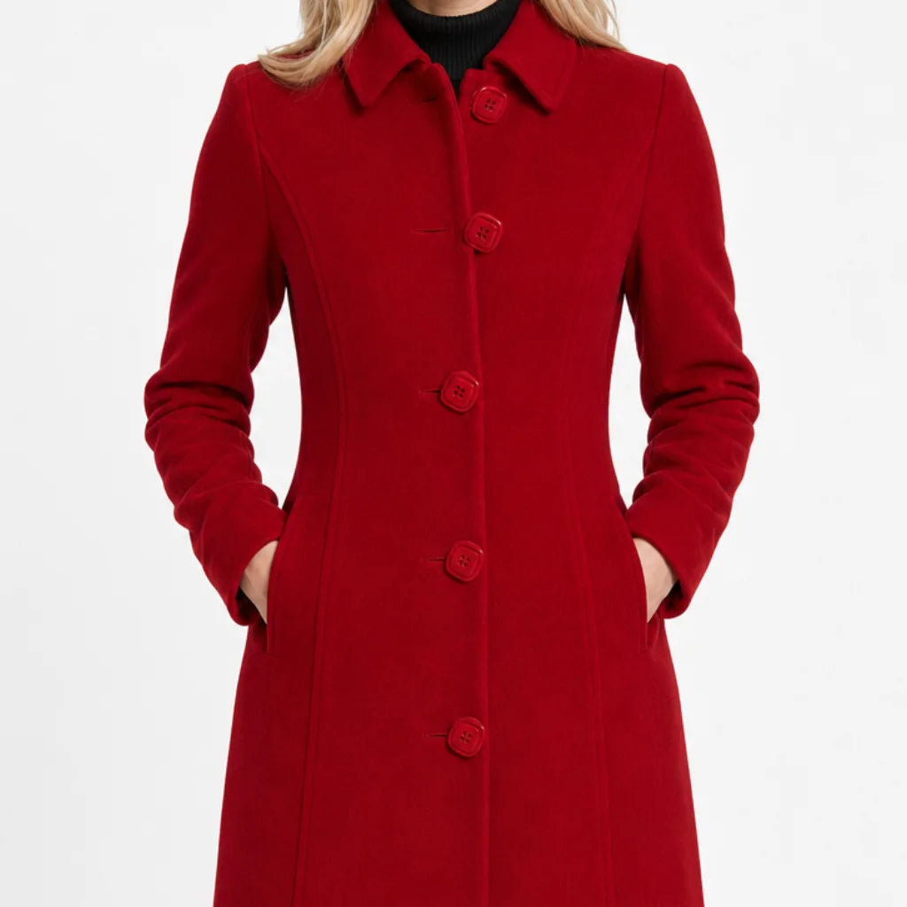 Women's Longline Flared Overcoat – product view 2 | Hensley London