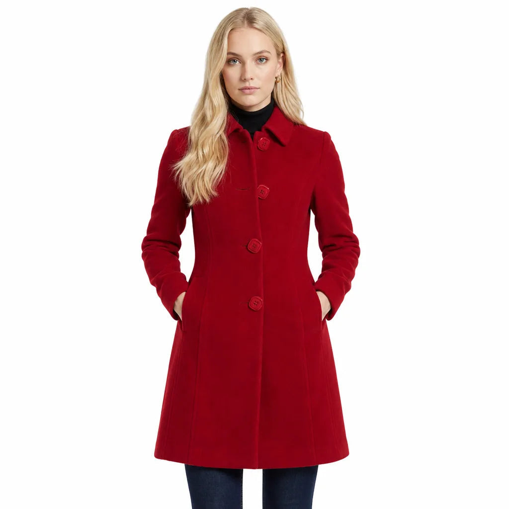 Women's Longline Flared Overcoat – product view 4 | Hensley London
