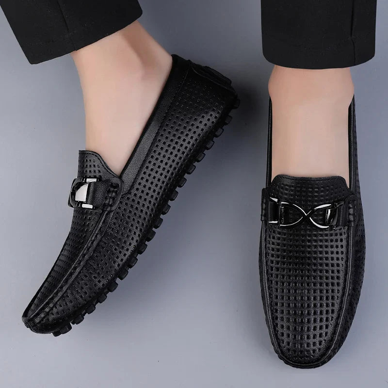 Men's Leather Slip-On Loafers – detail view | Hensley London