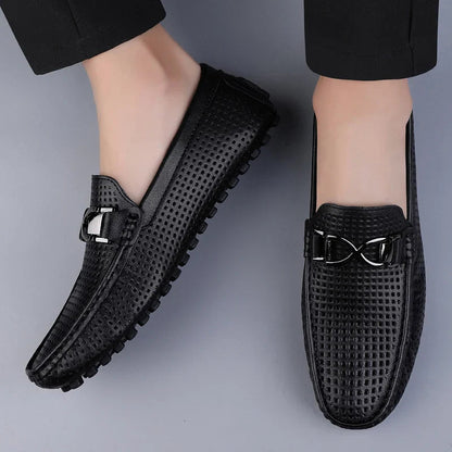 Men's Leather Slip-On Loafers – detail view | Hensley London