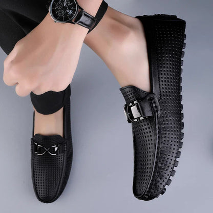 Men's Leather Slip-On Loafers – back view | Hensley London