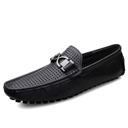 Men's Leather Slip-On Loafers – sole view | Hensley London