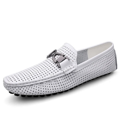 Men's Leather Slip-On Loafers – angled view | Hensley London
