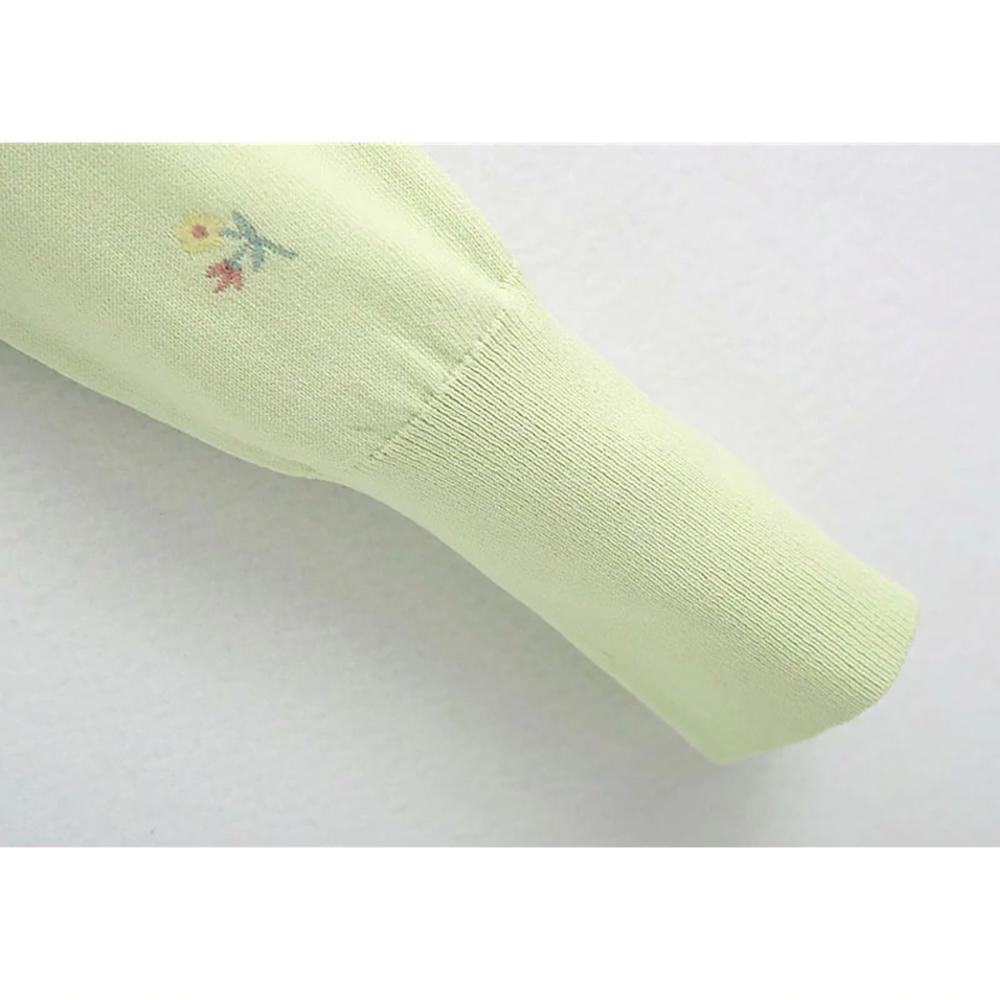 Beautiful Floral Embroidered Knitted Crop Top Sweater 4