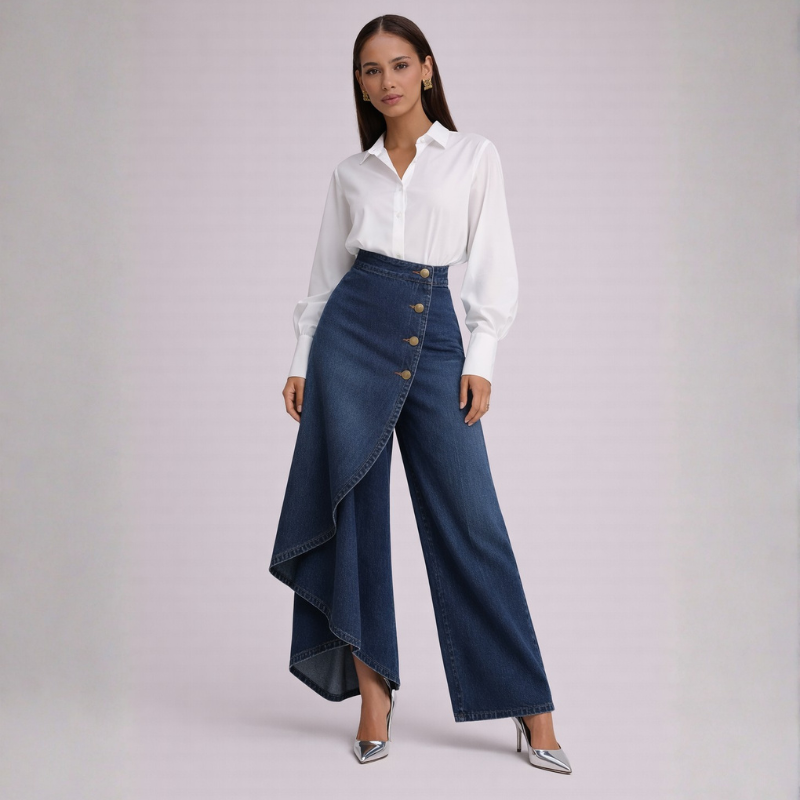 Women's Denim Skirt-Pants – product view | Hensley London
