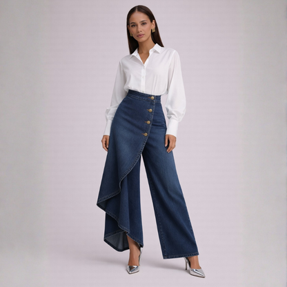 Women's Denim Skirt-Pants – product view | Hensley London