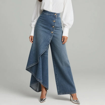 Women's Denim Skirt-Pants – back view | Hensley London