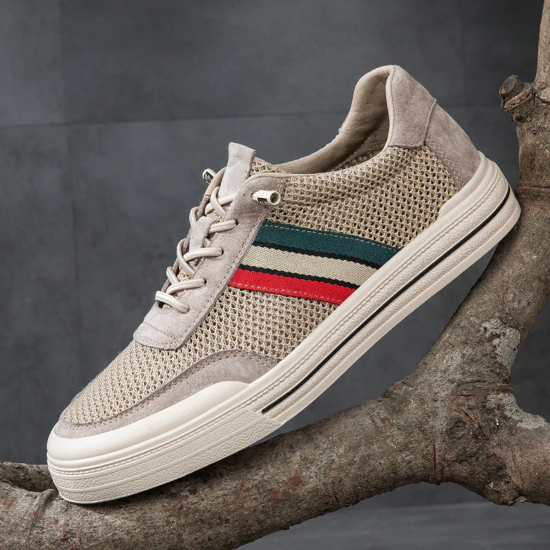 Men's Mesh & Suede Retro Sneakers – product view | Hensley London