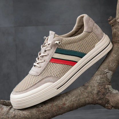 Men's Mesh & Suede Retro Sneakers – product view | Hensley London