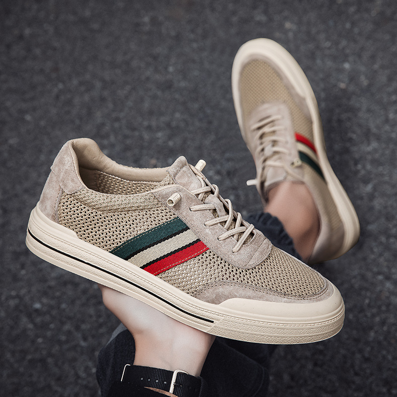 Men's Mesh & Suede Retro Sneakers – product view | Hensley London