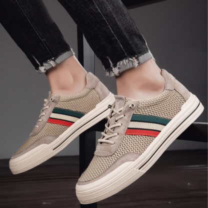 Men's Mesh & Suede Retro Sneakers – product view | Hensley London