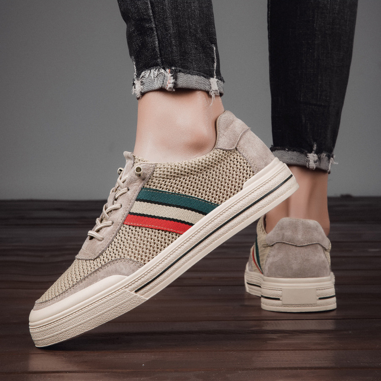 Men's Mesh & Suede Retro Sneakers – product view | Hensley London