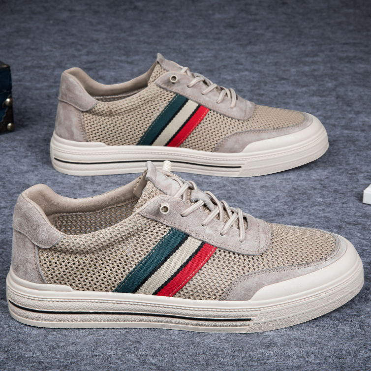 Men's Mesh & Suede Retro Sneakers – product view | Hensley London
