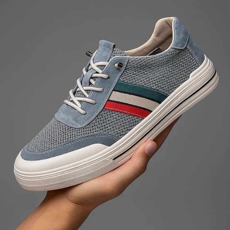 Men's Mesh & Suede Retro Sneakers – product view | Hensley London
