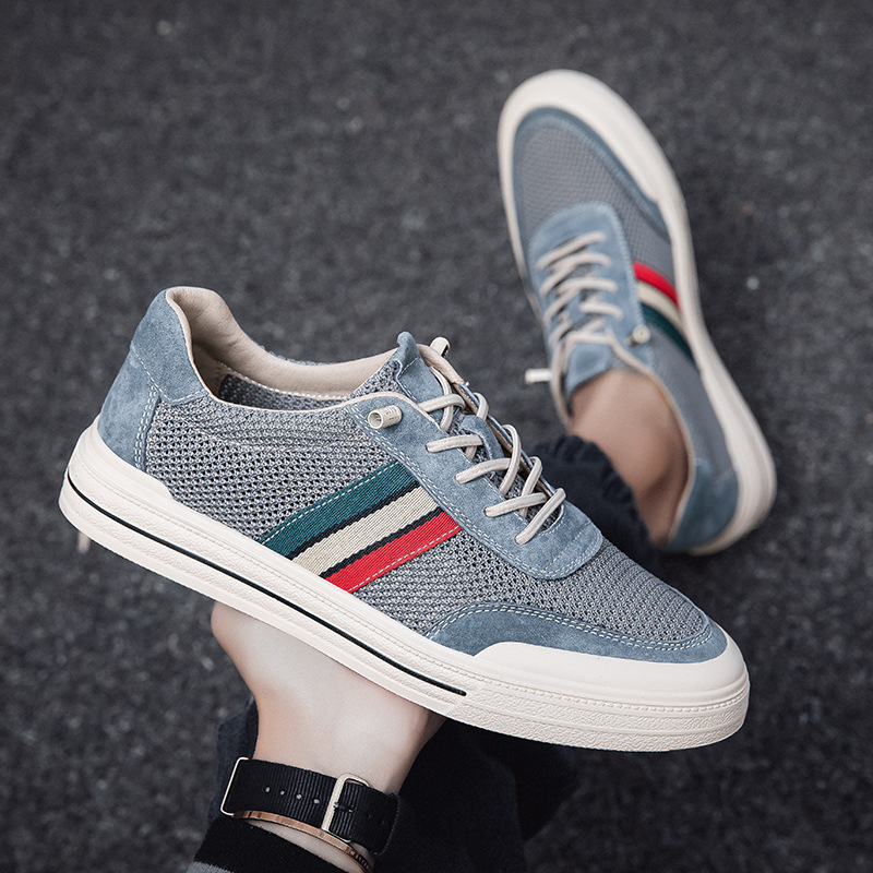 Men's Mesh & Suede Retro Sneakers – product view | Hensley London