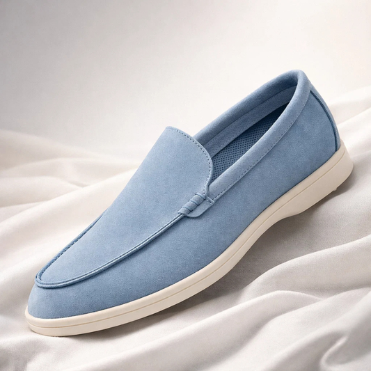Men's Lustrous Suede Slip-On Loafers – main view | Hensley London